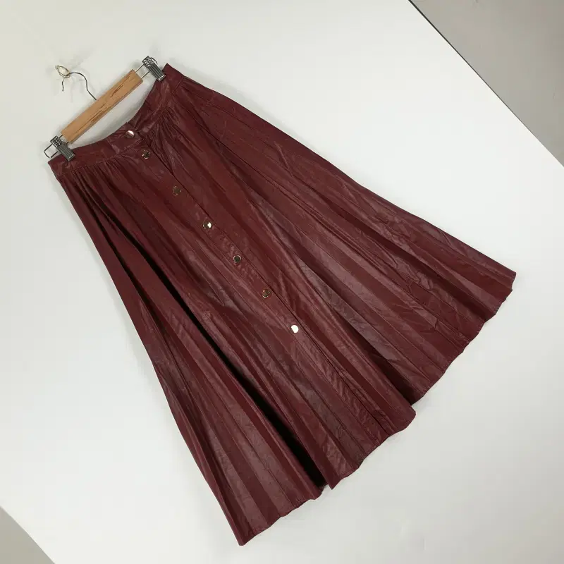 Z4763 ZARA 가죽 주름 치마 롱스커트 여24인치